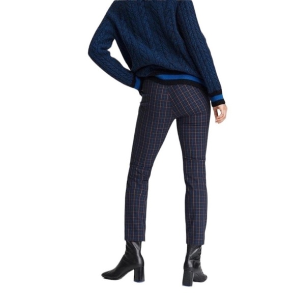 rag & bone Simone Plaid Ankle Pants Stretch Dark Academia Navy Black - Picture 9 of 9